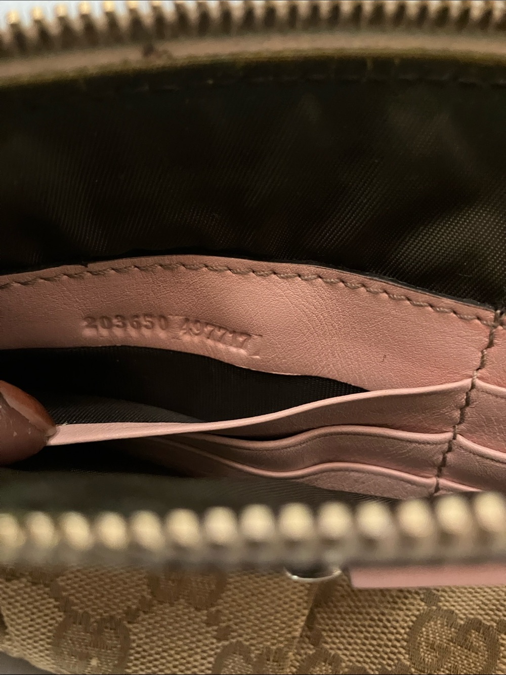 Gucci Beige Monogram Wristlet with Pink Trim and Gold Hardware - Picture 7 of 16